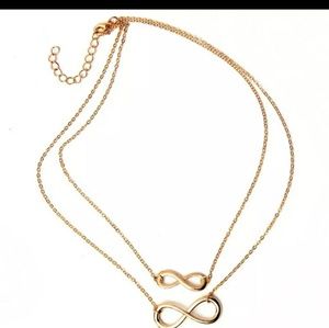 Double Infinity Necklace Gold Colored - NWOT